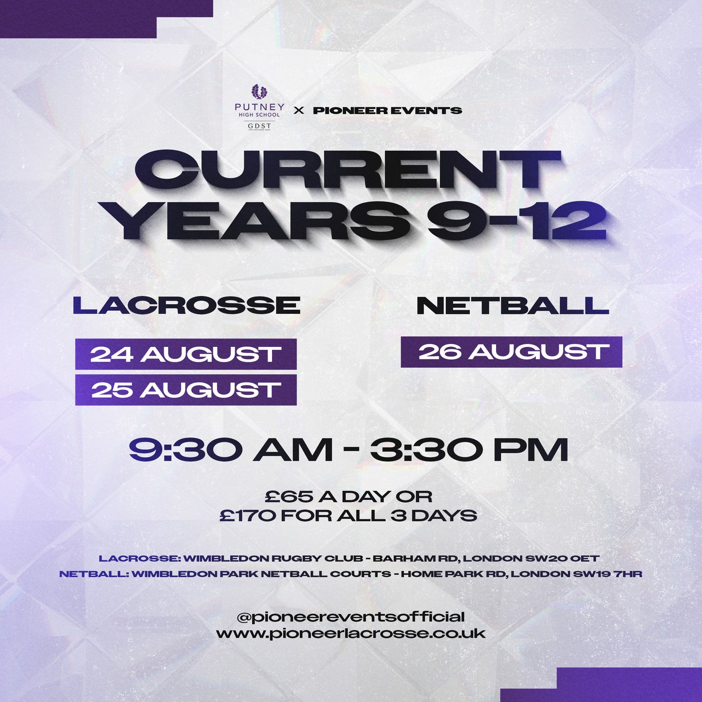 Putney High School Senior Pre-Season 2026 - 24th - 26th August